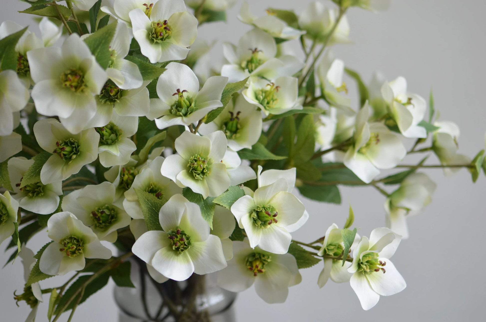 Artificial Helleborus Flowers Branch