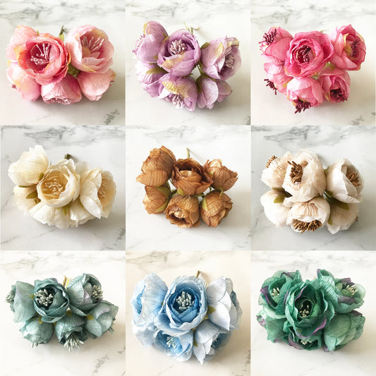 6pcs Small Silk Tea Bud Roses