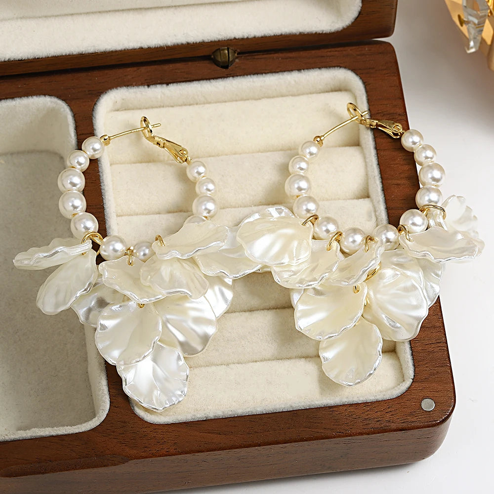 White Shell Petal Earrings