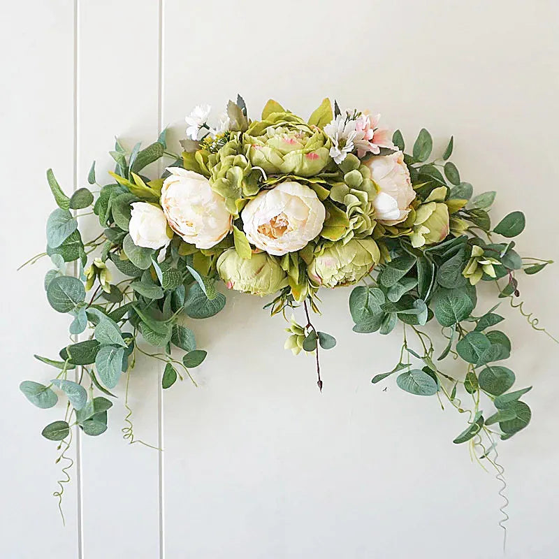 Artificial Peony Flower Threshold Wreath