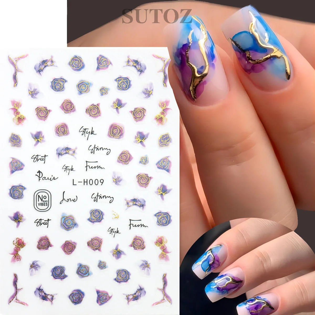 Luxurious Ocean Marble Flow Nail Stickers