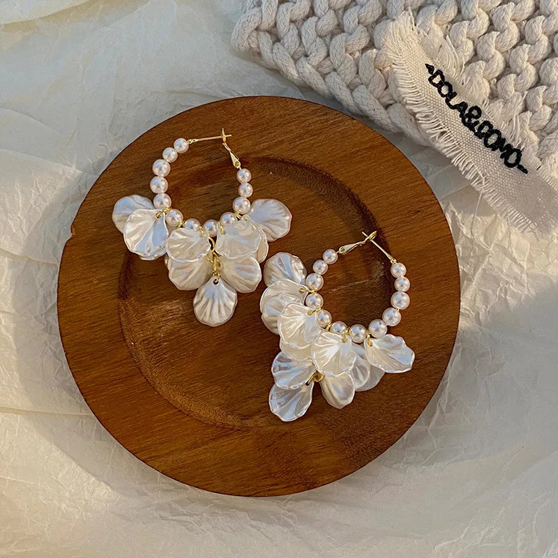 White Shell Petal Earrings