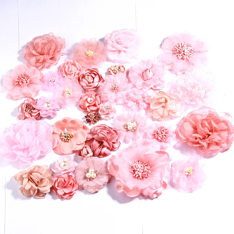 10Pcs Peach Chiffon Artificial Flowers