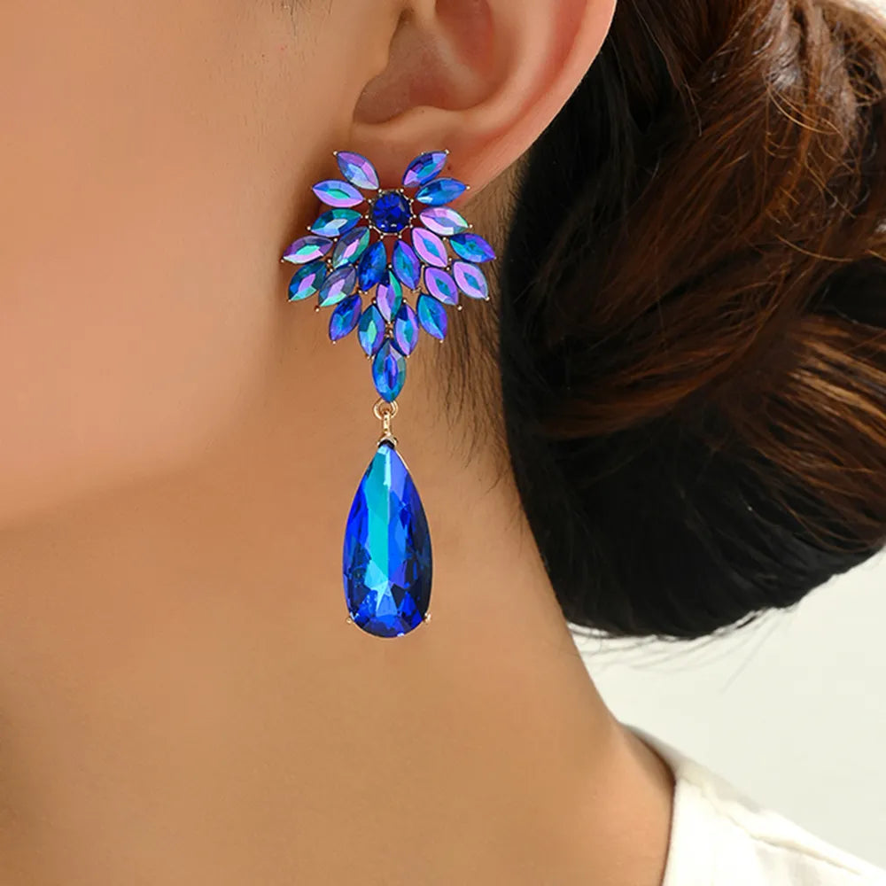 Elegant Crystal Leaves Teardrop Earrings