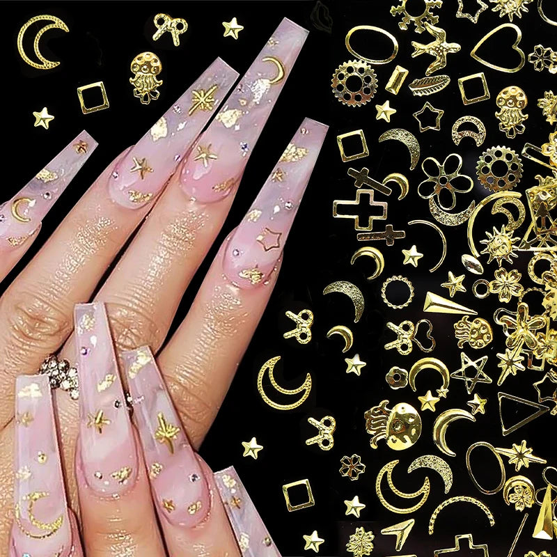 500PCS Gold or Silver Starlight Metallic Nail Art Rhinestones