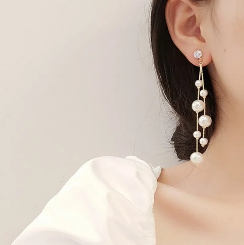 Large and Small Pearl Drop Earrings