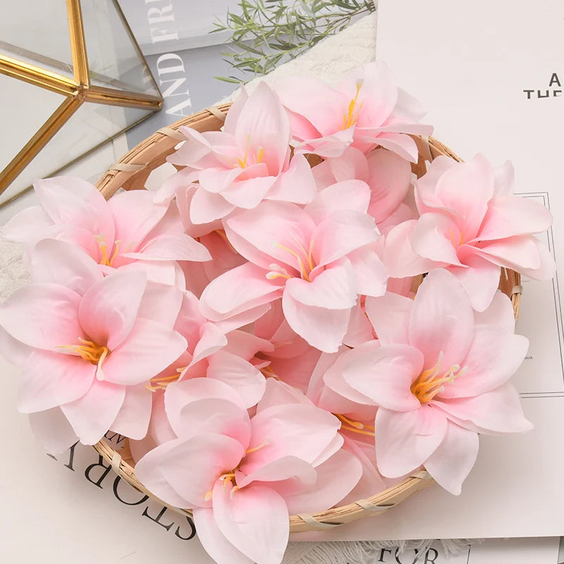 100pcs/7cm Artificial Lily Flower Heads