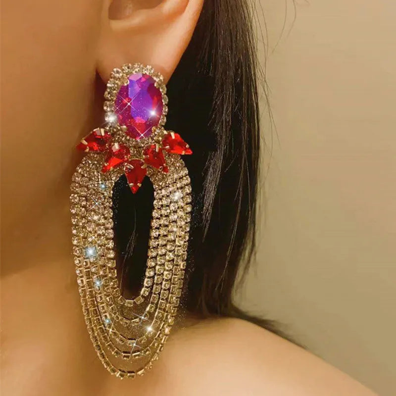 Crystal Tassel Drop Earrings