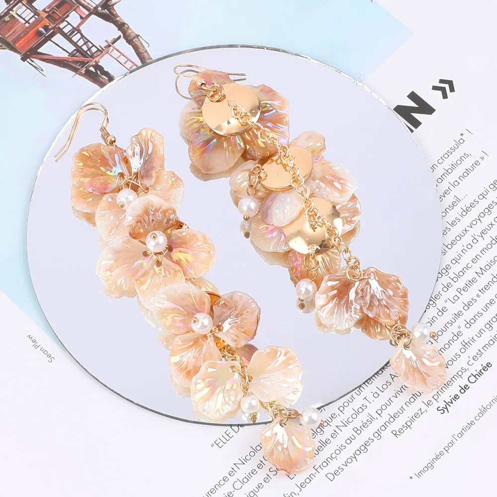 Trendy Acrylic Flower Petal Earrings