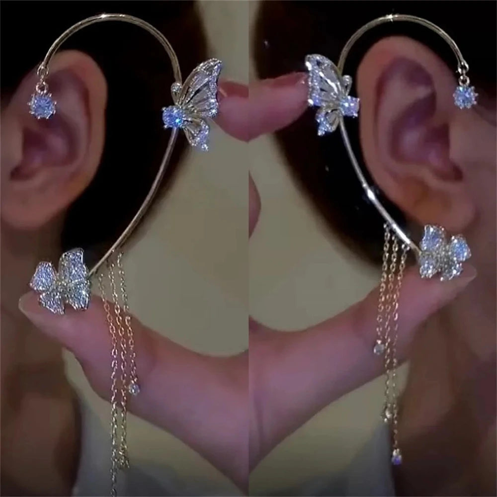 Fairycore Zircon Butterfly Ear Cuff