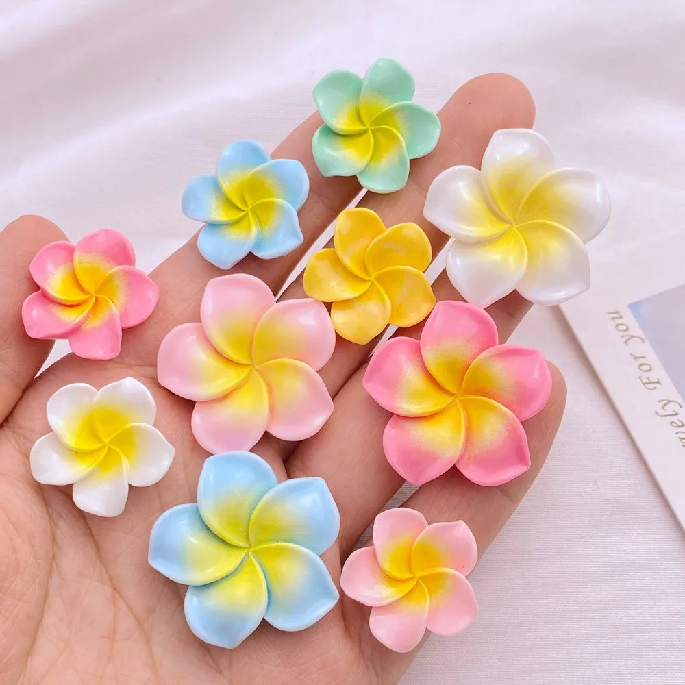 10Pcs Cute Resin Mini Plumeria Flowers