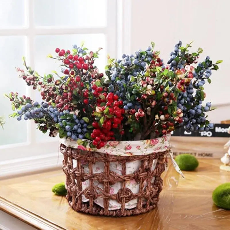 6/10pcs Artificial Blueberry Branch