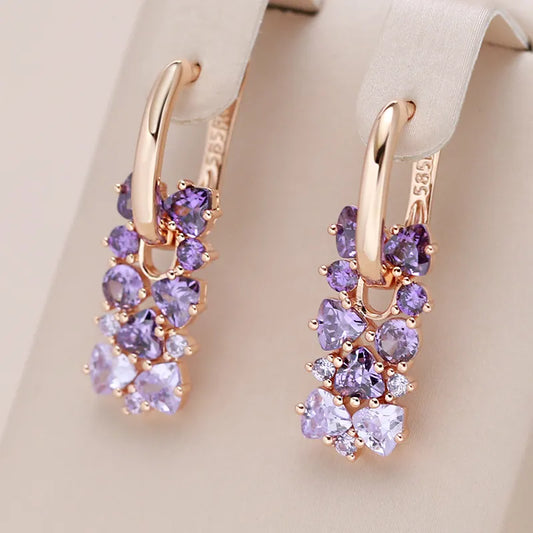 Shiny Purple Zircon Drop Earrings