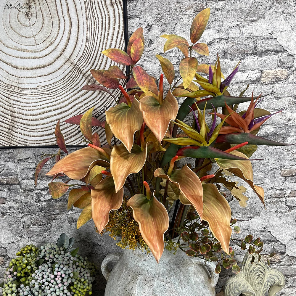 Vintage Artificial Anthurium Branch Flowers