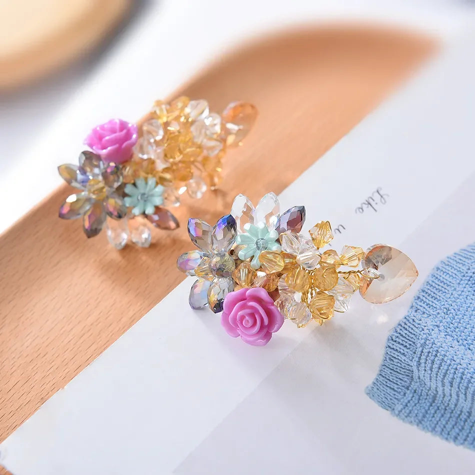 Elegant Flower Glass Earrings