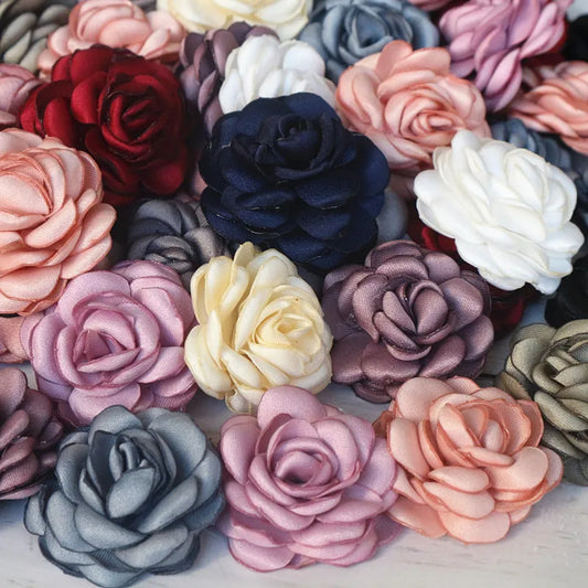 10Pcs 3.5CM Handmade Satin Artificial Roses