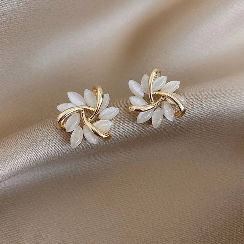 Elegant and Exquisite Opal Petal Earrings