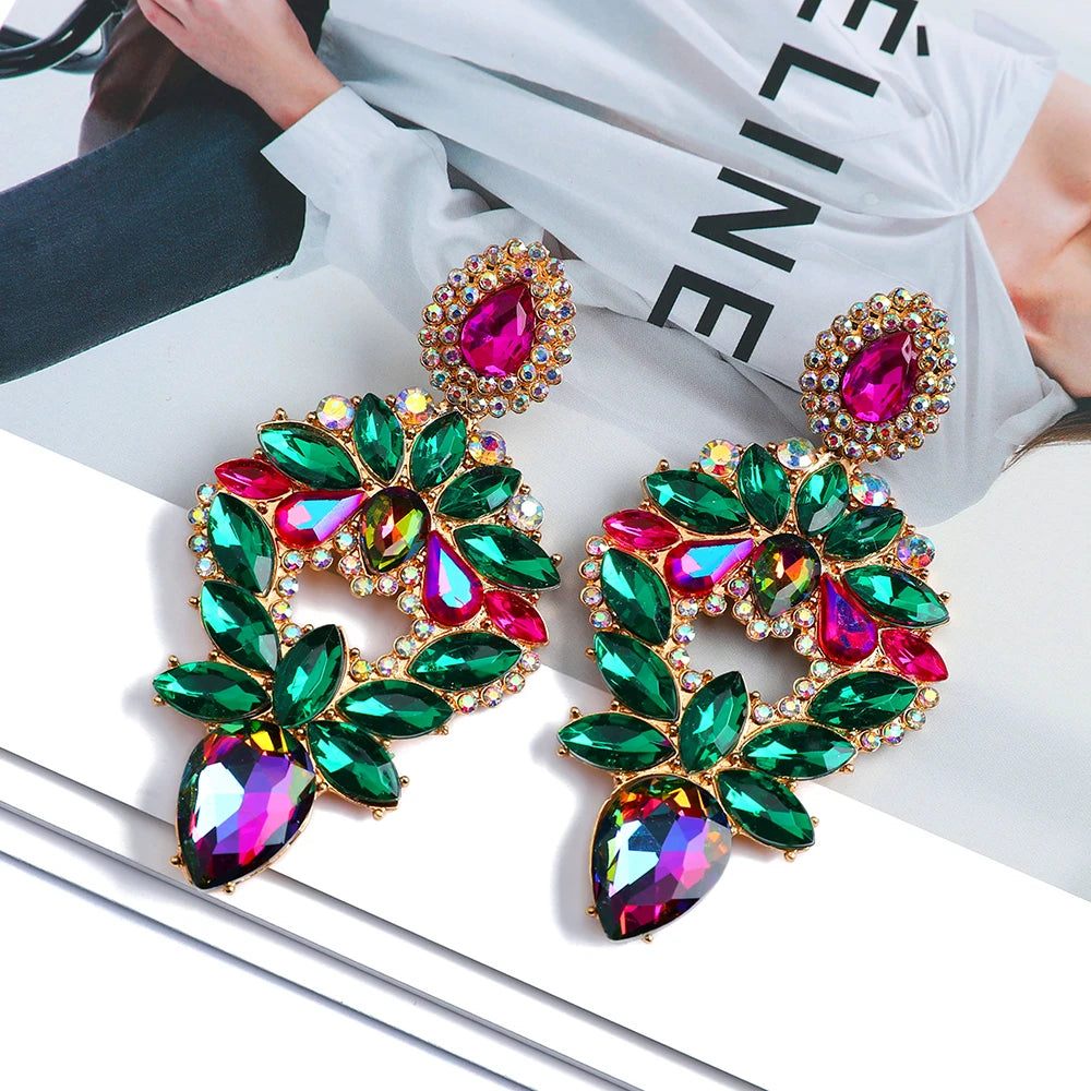 Colorful Crystal Teardrop Earrings