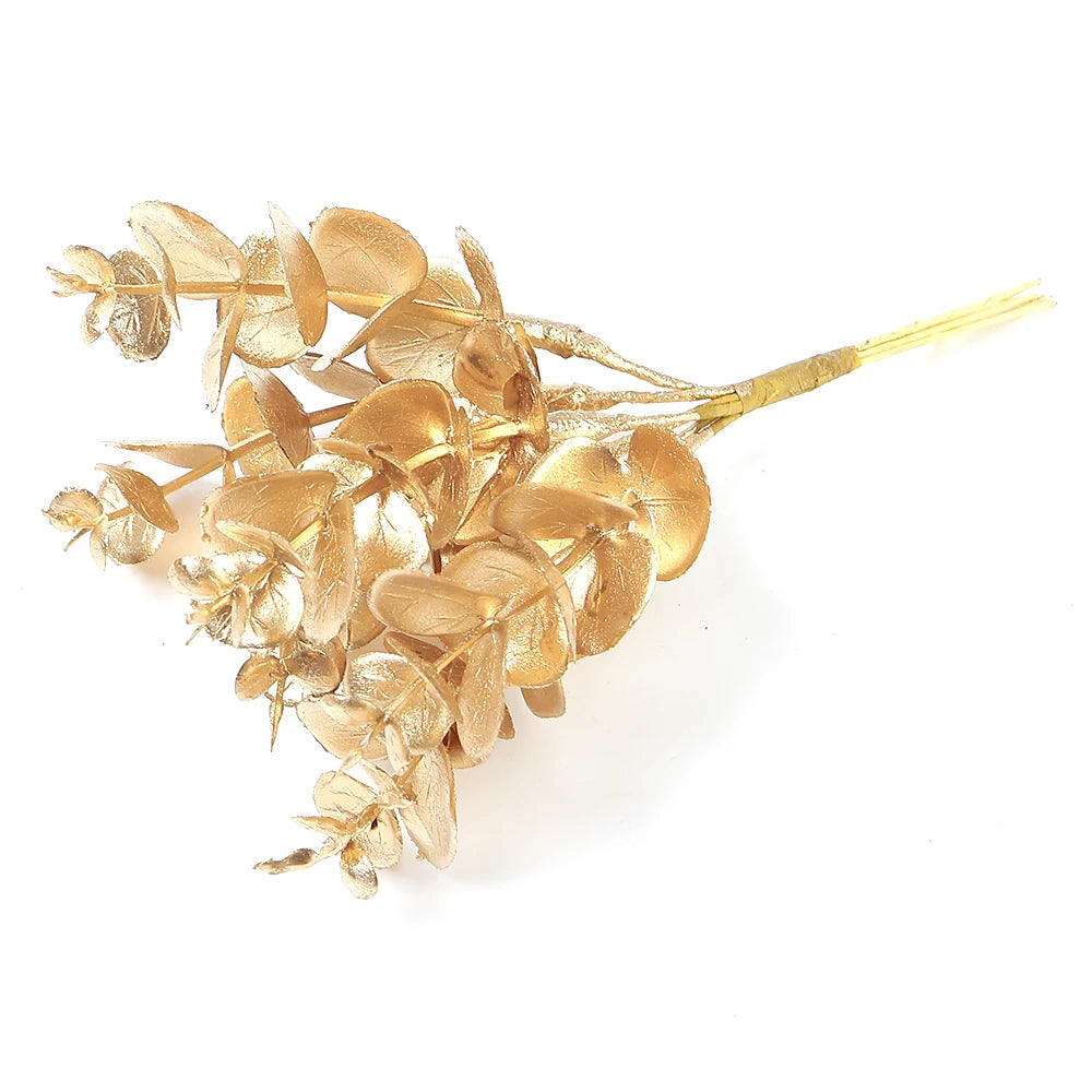 6PCs Gold Metallic Artificial Leaves