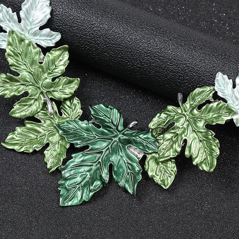 Vibrant Retro Maple Leaf Alloy Necklace Set