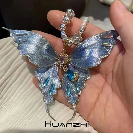 Pearlescent Butterfly Pendant Necklaces