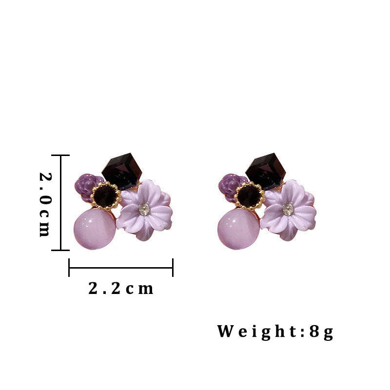 Elegant Purple Flower Stud Earrings