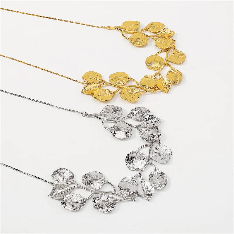 Elegant Leaves Unique Personality Necklace & Earrings