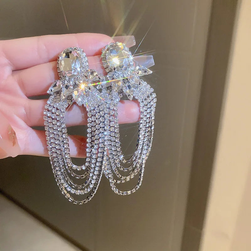 Crystal Tassel Drop Earrings