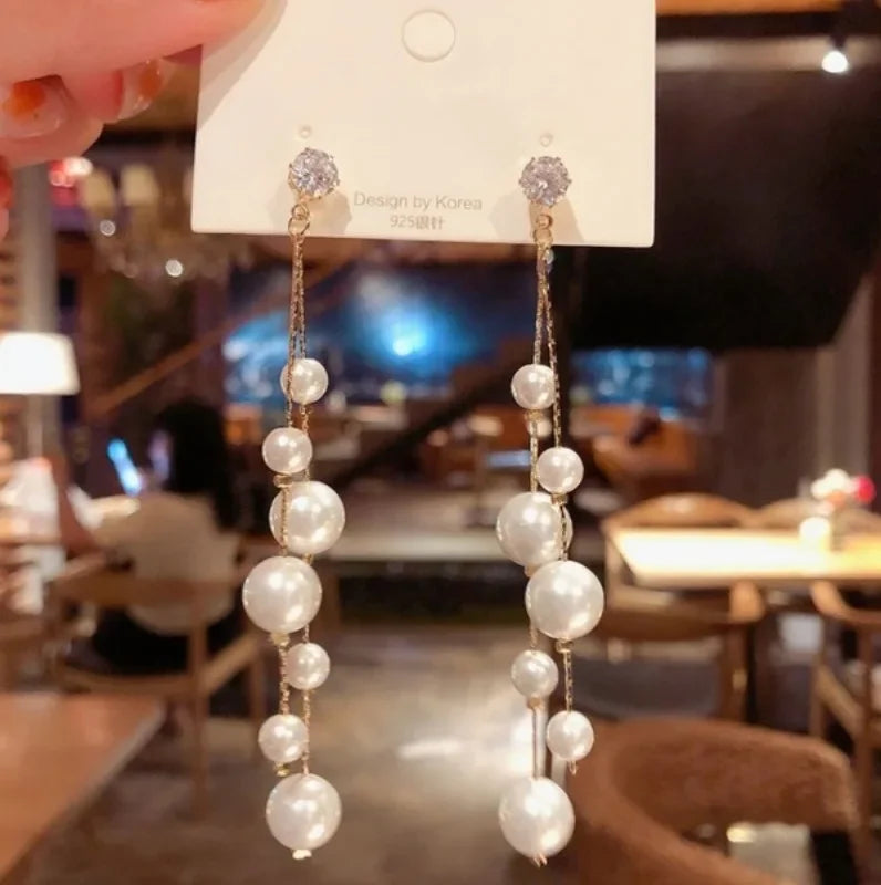 Large and Small Pearl Drop Earrings