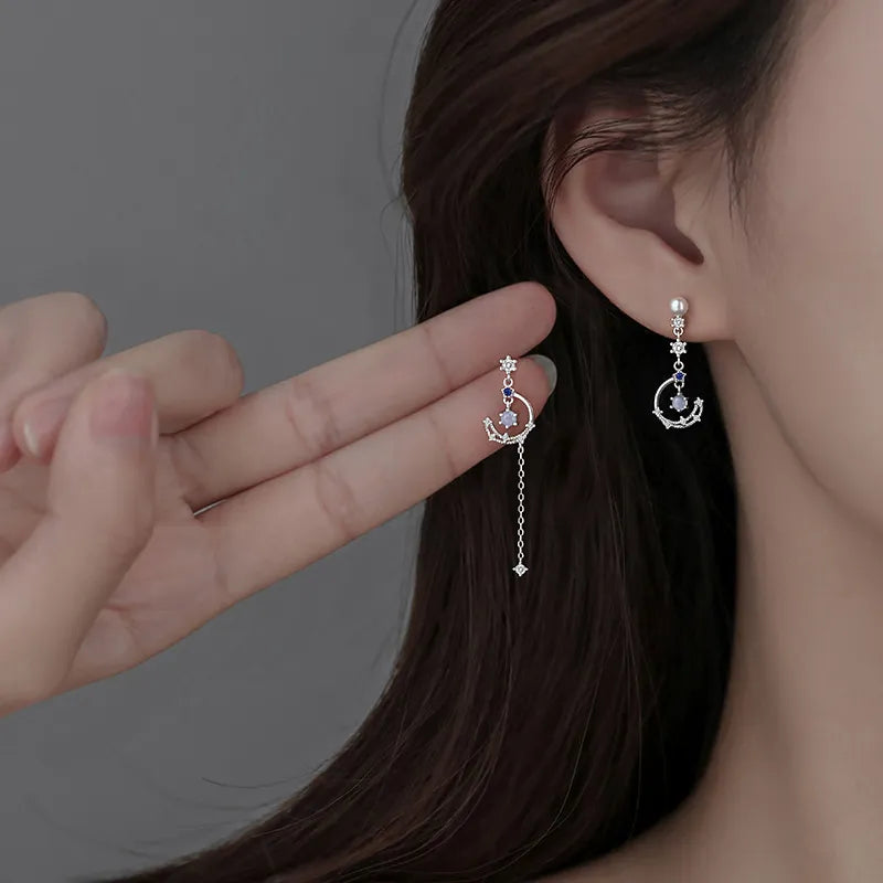 Asymmetric Zircon Moon  Earrings