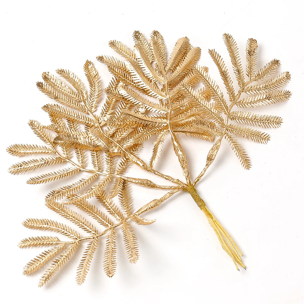 6PCs Gold Metallic Artificial Leaves