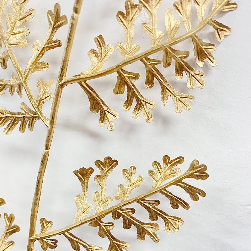 Metallic Golden Artificial Plant Leaves