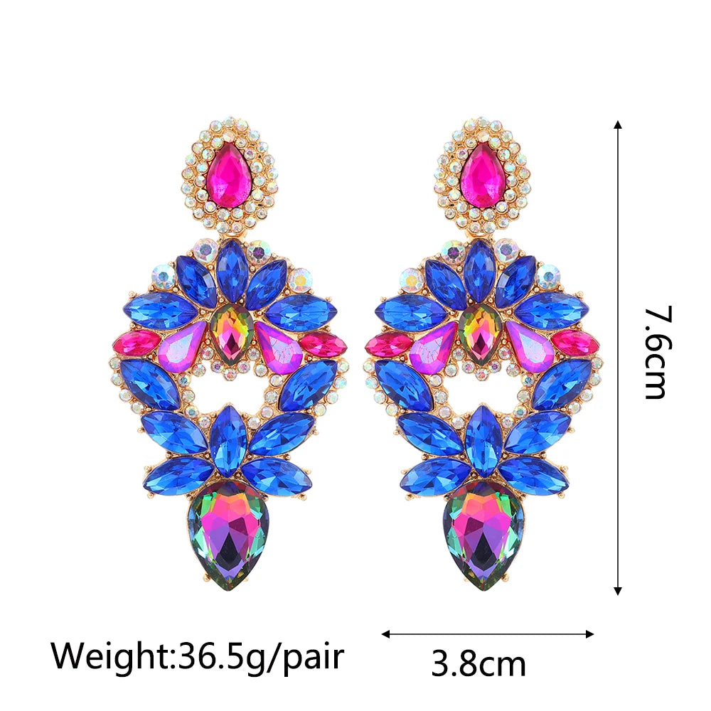 Colorful Crystal Teardrop Earrings