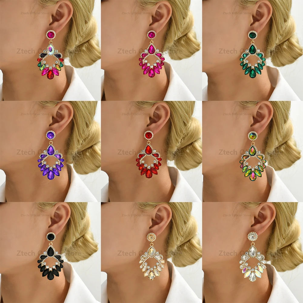 Luxury Colorful Crystal Drop Earrings