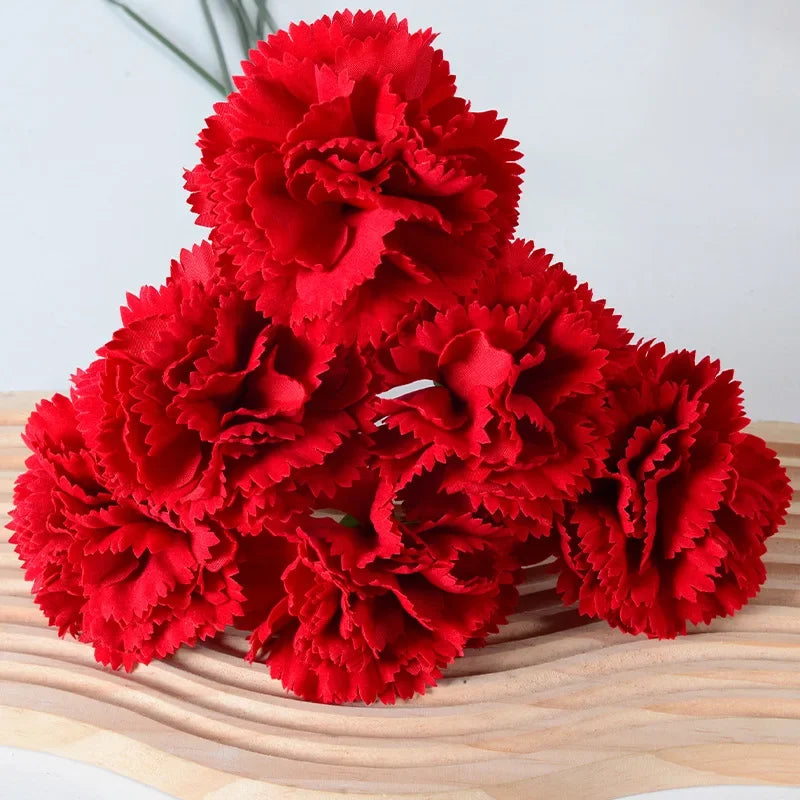 10PCS Red Artificial Carnations Bouquet