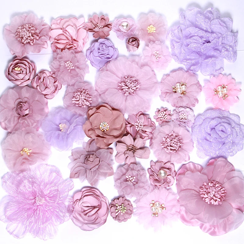 10Pcs Light Violet Chiffon Artificial Flowers