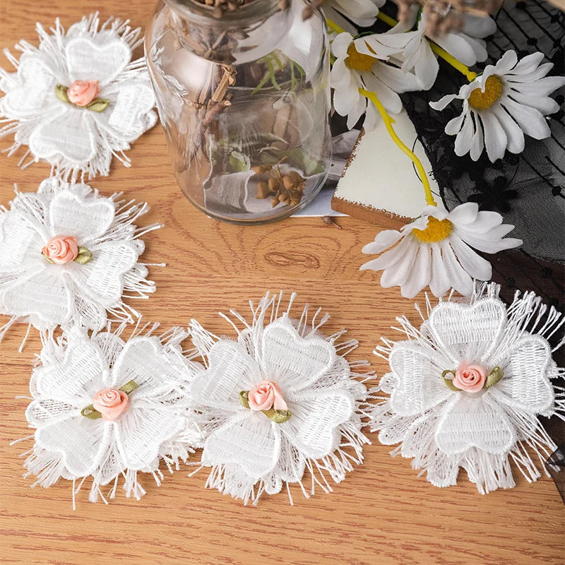 1 Yard White 3D Flower Butterfly Lace