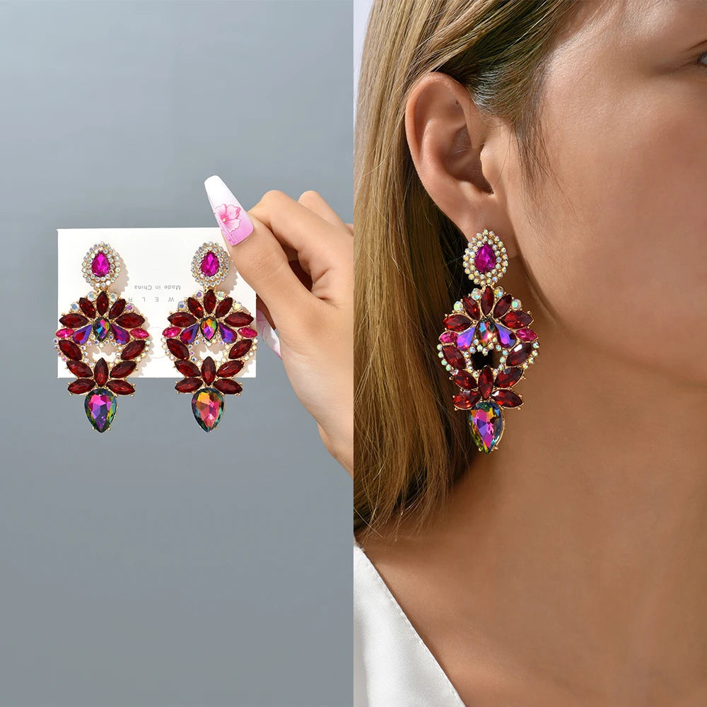 Colorful Crystal Teardrop Earrings