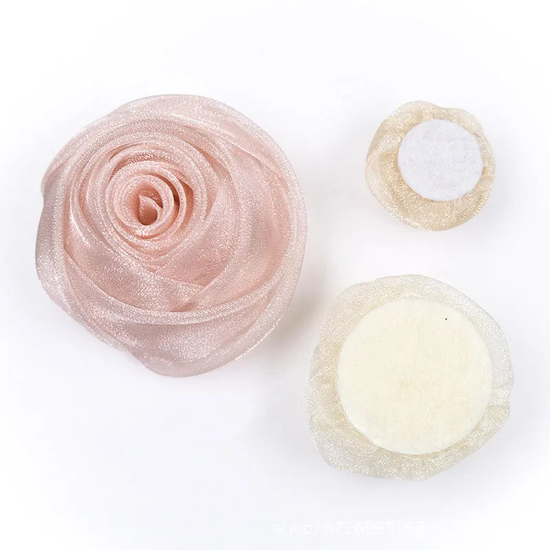 Organza Artificial Snow Rose Flower Head