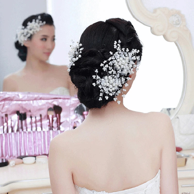 Bridal Pearl Flower Hair Combs