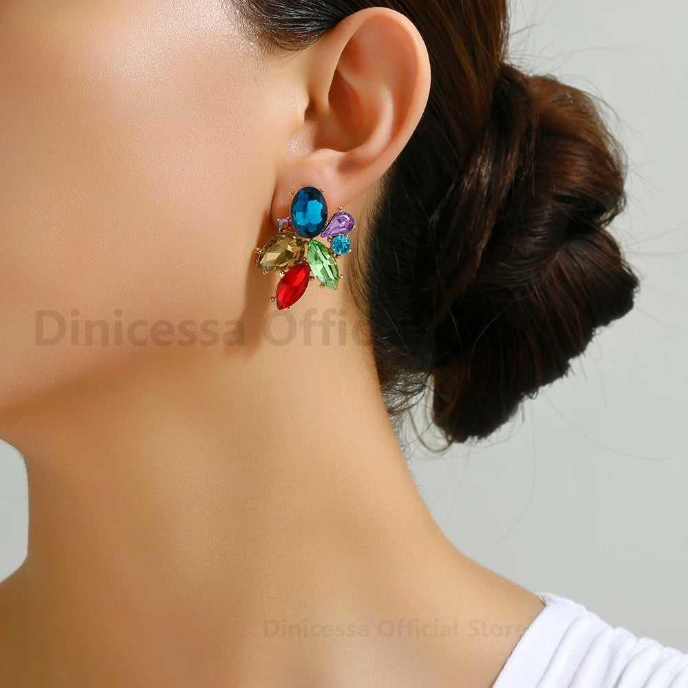 Original Shiny Glass Crystal Earrings