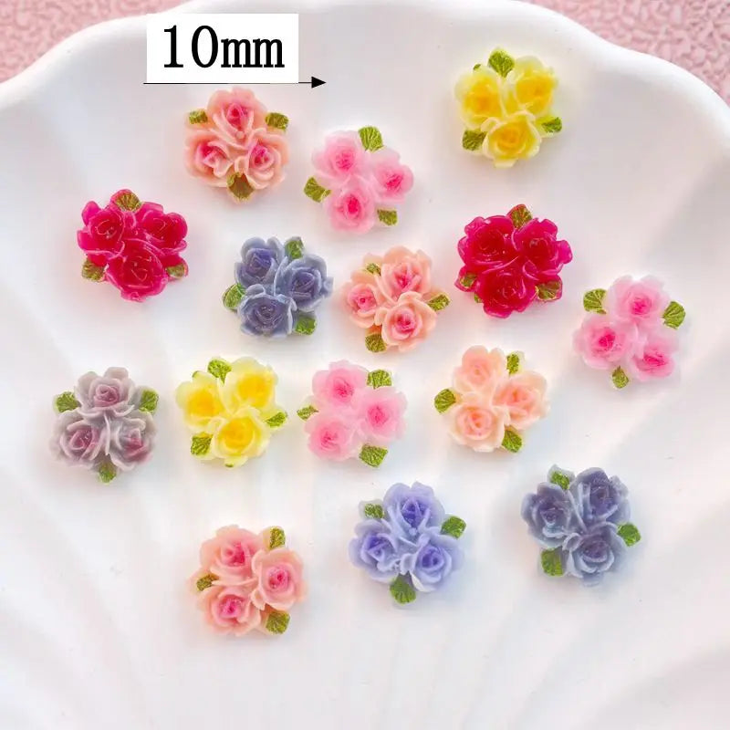 50Pcs Cute Three Color Resin Flower Series