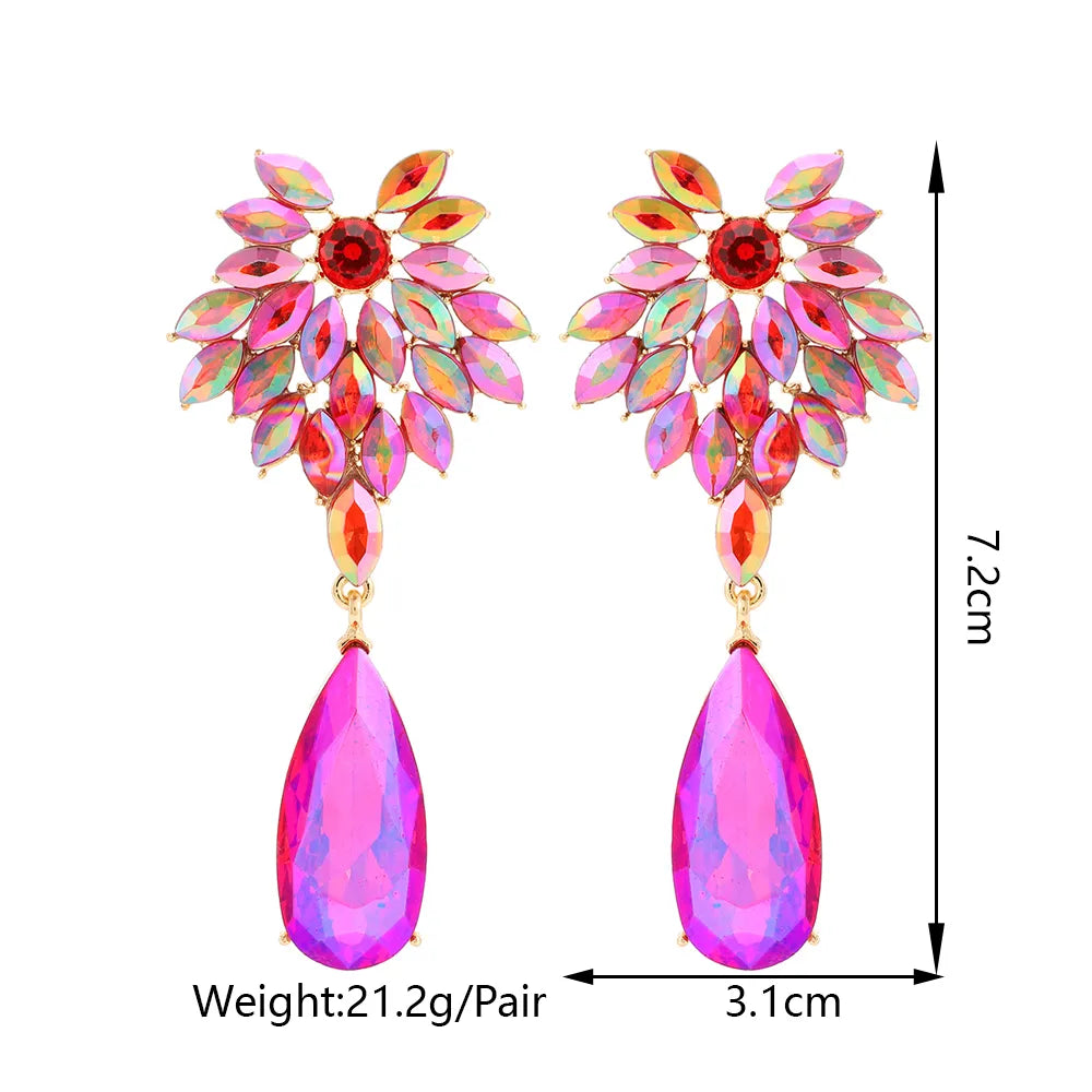 Elegant Crystal Leaves Teardrop Earrings