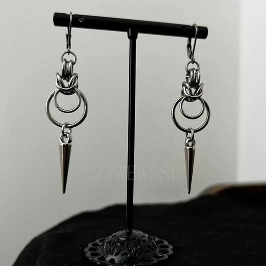 Stainless Steel Gothic Chainmail Earrings