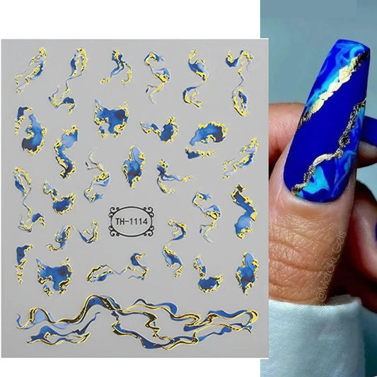 3D Marble Flow Nail Stickers