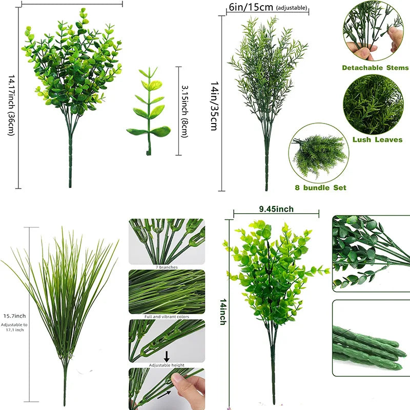 20pcs Artificial Outdoor Greenery Plants