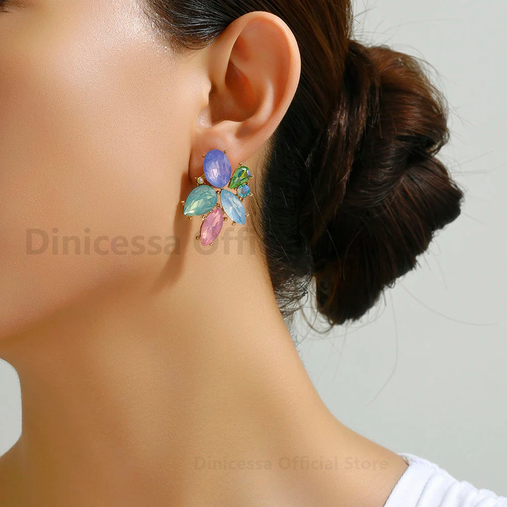 Original Shiny Glass Crystal Earrings