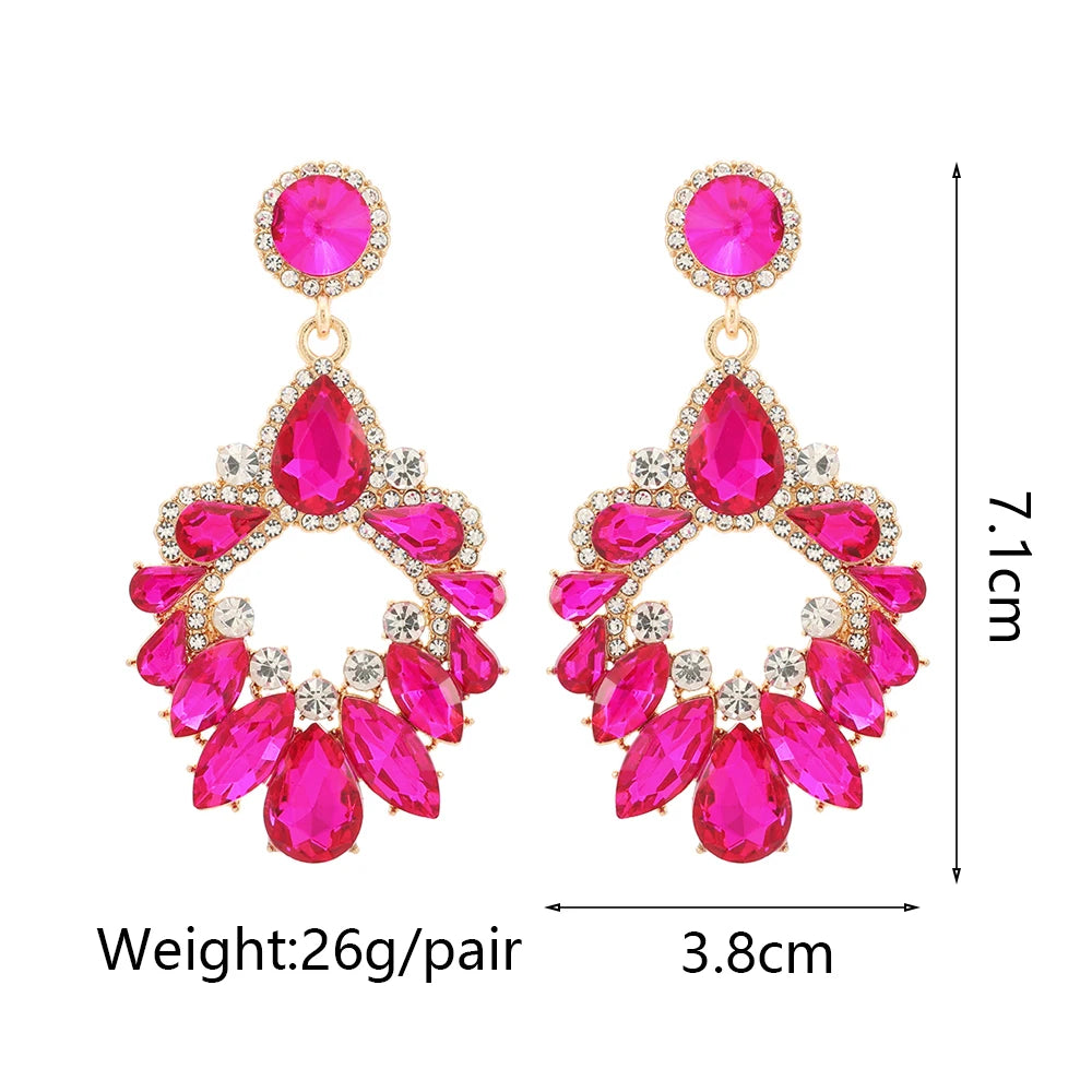 Luxury Colorful Crystal Drop Earrings