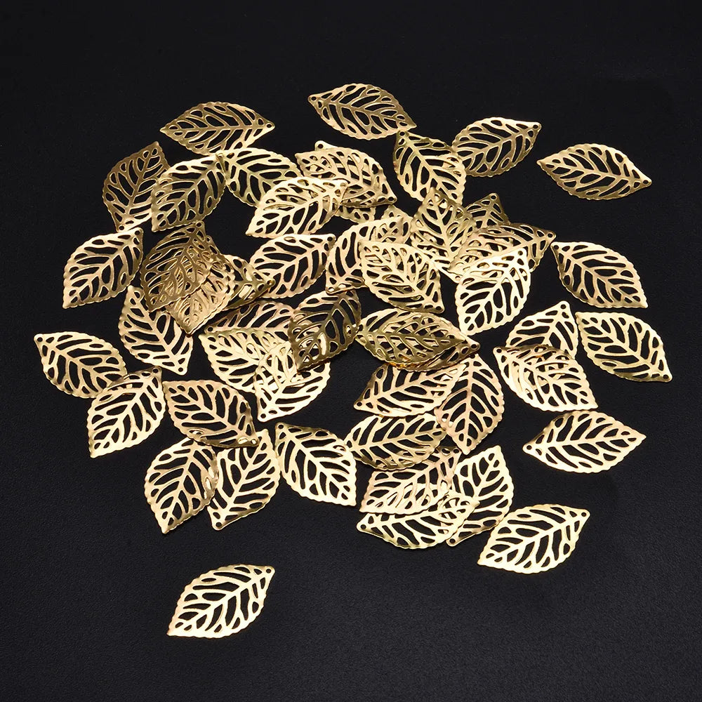 50Pcs Filigree Metal  Leaves