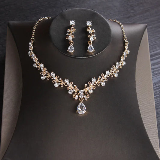 Crystal Flowers Necklace & Earrings Sets